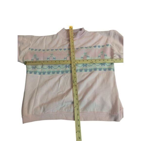 Vintage 90s Kawaii Lauren Brooke Collared Sweatshirt Pastels Duck hearts Geese S - Picture 11 of 11